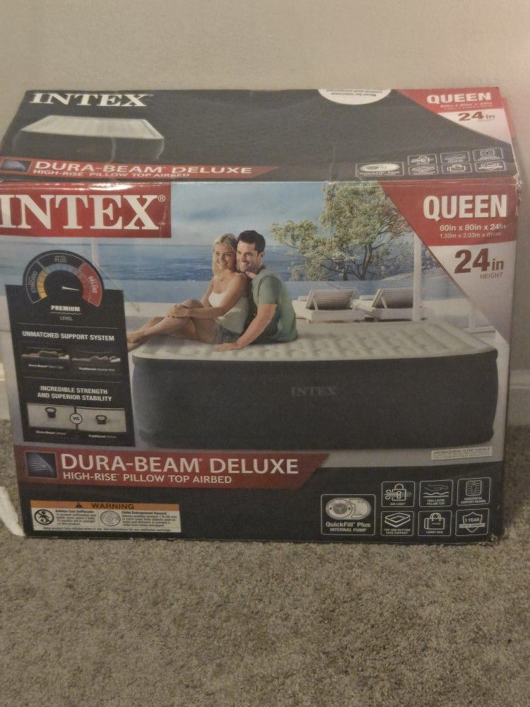 Intex Queen 24" Air Mattress Built In Pump