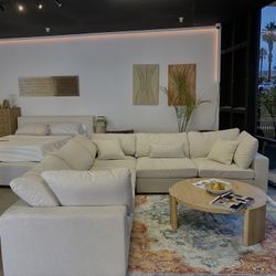 Luxury Cloud Modular Sofa – Cream Performance Linen | 5 Seats 