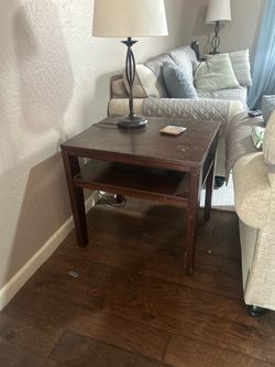 Dark Wood End Table Coffee Bar