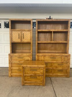 Vintage Lea Furniture Faux Bamboo 5-Piece Bedroom / Storage Set