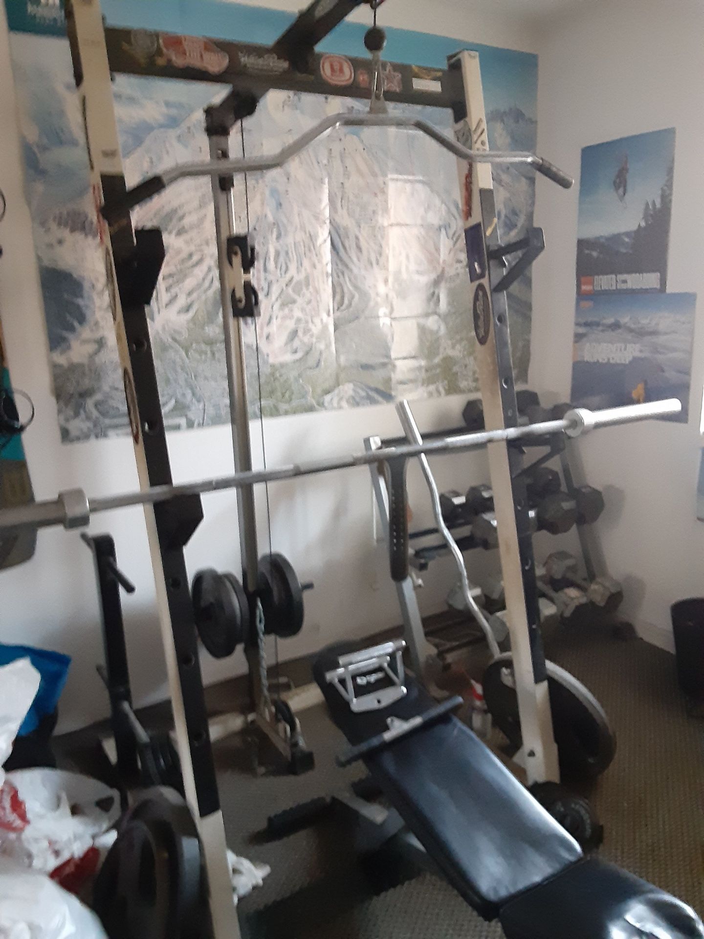 Weights / Plates- Squat Rack w /over head pulley