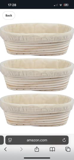 3Pcs Banneton Bread Proofing Basket, 10 inch Oval Banneton Basket,Sourdough Proofing Basket,Bread Bowl Handmade Rattan Baskets and Liners for Professi