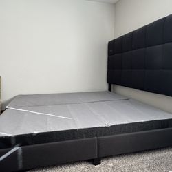 King Size black Bedframe With Box Spring. 