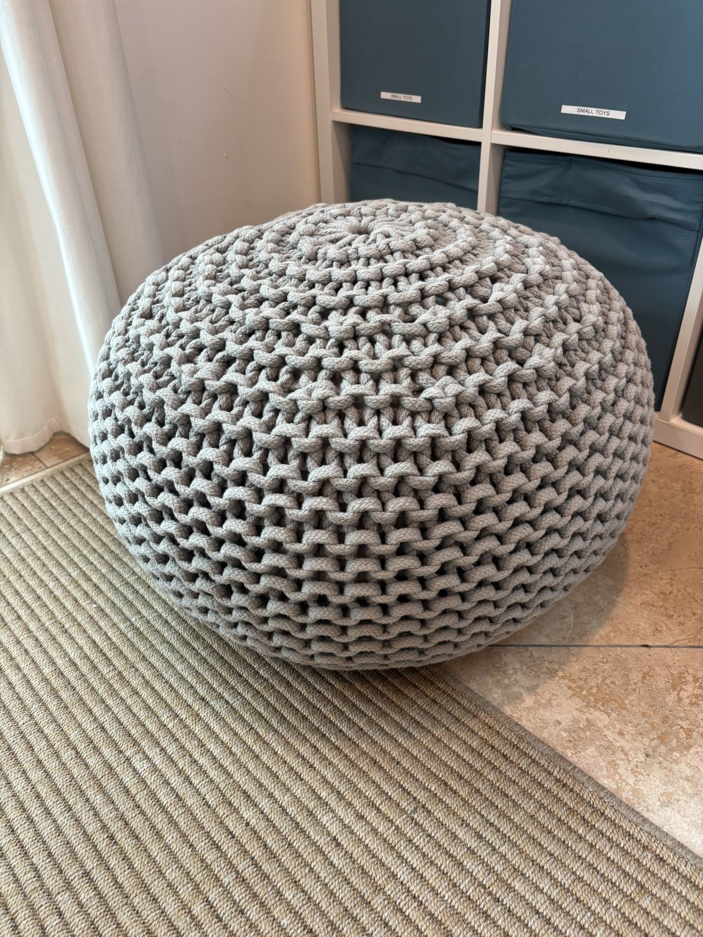 Boho Modern Knit Pouf / Foot Stool Ottoman- Excellent Cond!!!
