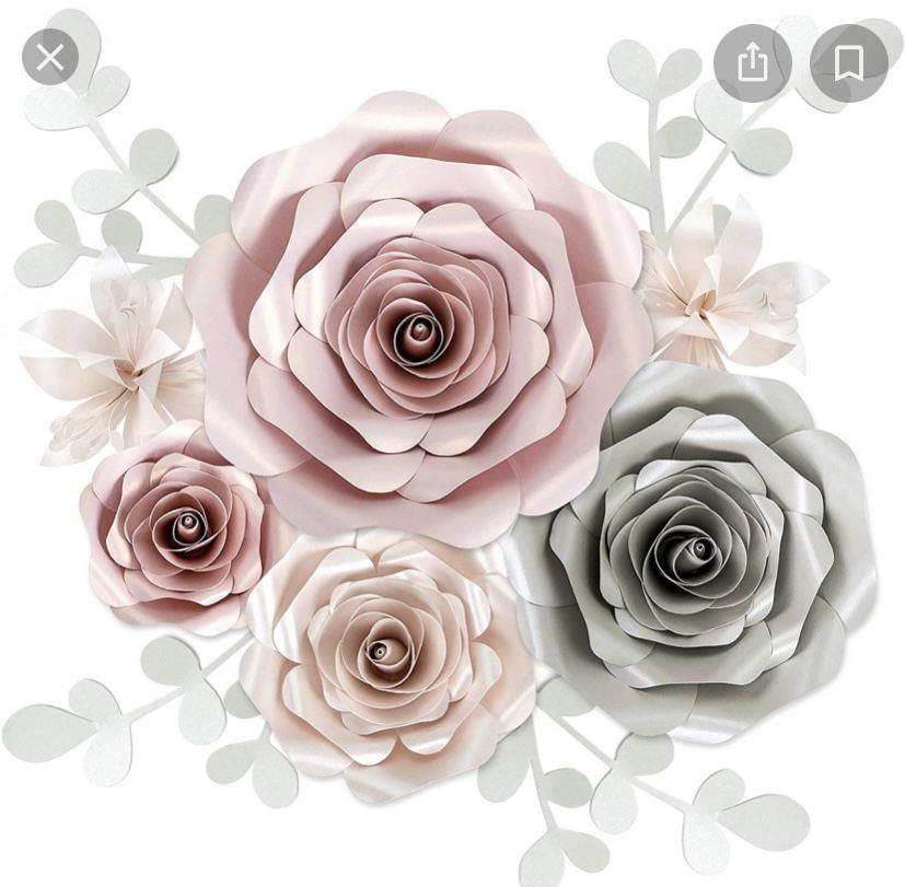 Set Of   Eight Pieces 3D  Paper Flower  Wall Decor