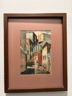 Framed Watercolor by Mexican artist Manuel Reina
