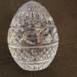 3" Cut Crystal Egg Clear 1988  Germany Paperweight Vintage Used 