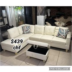 White Faux Leather 3-Piece Couch Living Room  Sofa Set