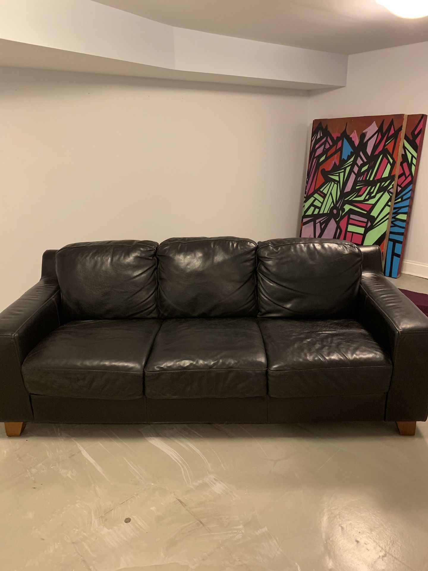 Moving Sale “Cozy Chocolate Leather Sofa”