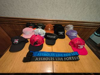 Assholes Live Forever hats and belts
