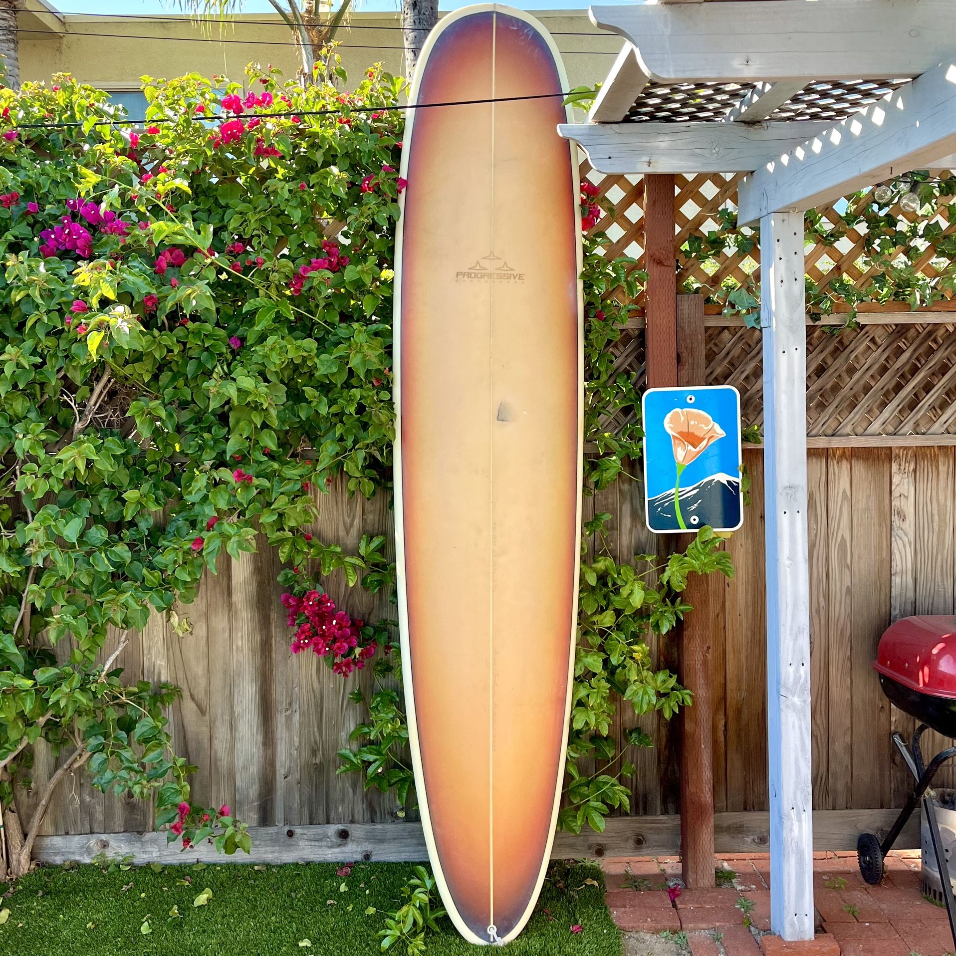 9’2 Progressive Longboard Surfboard Long Board Surf Board Log Nose Rider (not Midlength Stewart Gordon And Smith G And S Bing Hobie Single Fin)