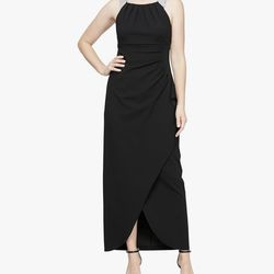 S.L. Fashions Women's Long Length Sleeveless Evening Gown with Ruched Waist, Formal Dress  size 16 new