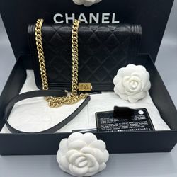 Chanel Boy Wallet On Chain Caviar GHW