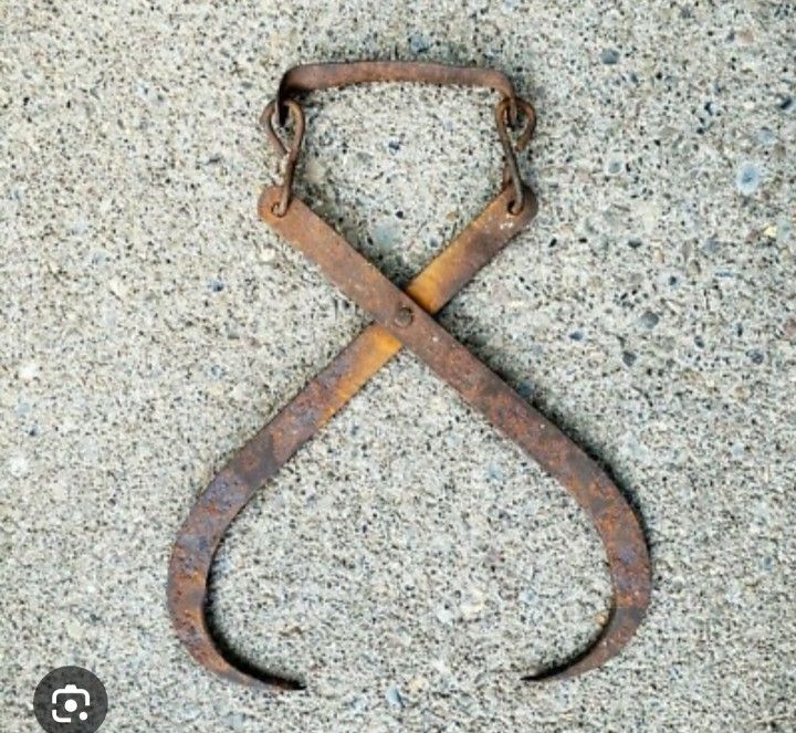 Antique Iron Ice Block Tongs Vintage