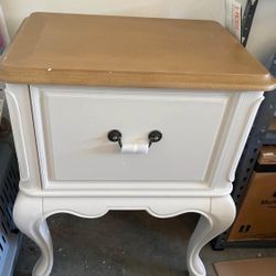 Moving Must Sell! New Provence Elegant Ivory White End Table/ File Cabinet with Ash Tan Top 24 in.