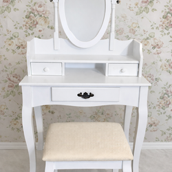 New White Makeup Vanity with Mirror & Stool – Elegant Style
