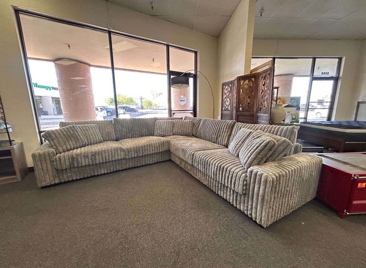 Gray Corduroy Sectional