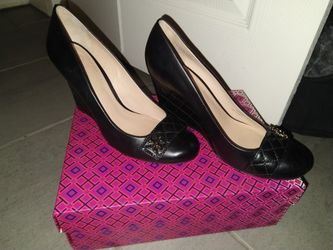 Tory Burch Black Wedge Shoes Size 9.5