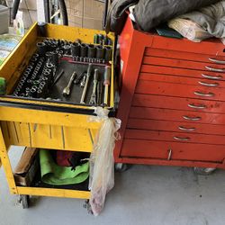 Matco Tool Cart And Tool Box With Tools 