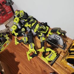 Ryobi 'HP' (10) tool, (4) batteries, (4) chargers combo