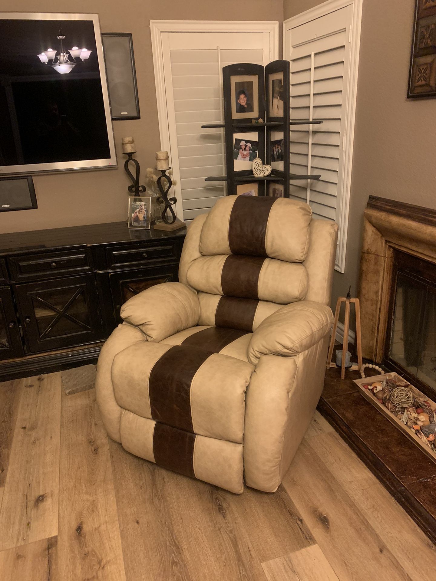Recliner Sofá Full Two Tone Leather All Around