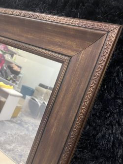 Brown Wood Hand Carved Mirrior