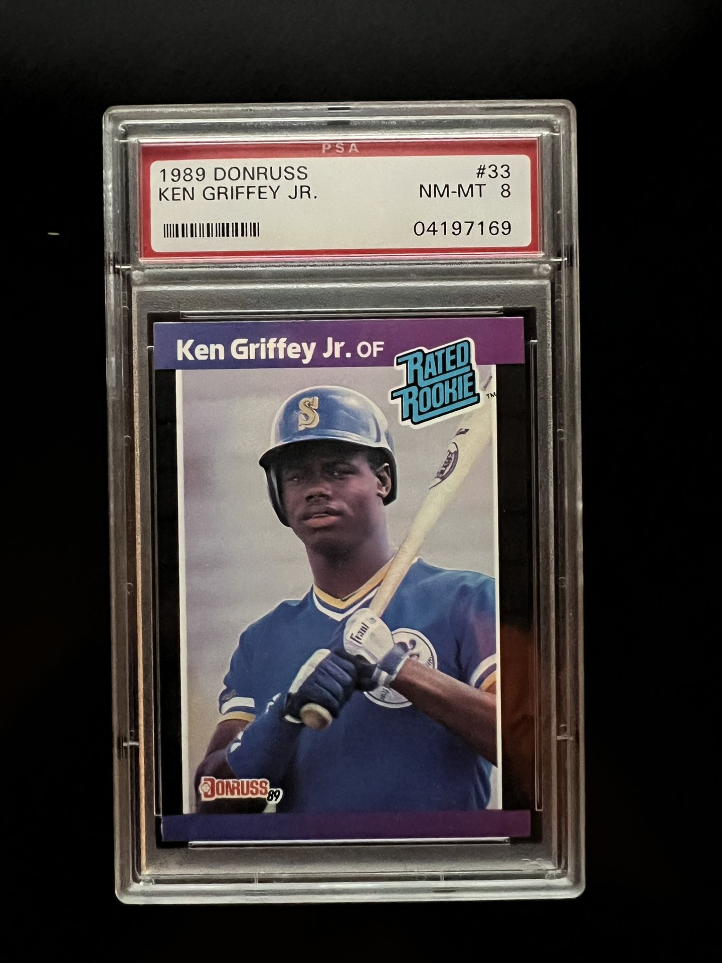 1989 DONRUSS KEN GRIFFEY JR #33 ROOKIE BASEBALL CARD RC PSA NM-MT 8