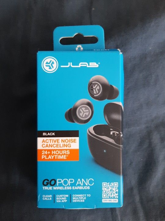JLab Go Pop Active Noise Cancelling Bluetooth Earbuds , 24+ Hr Playtime