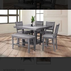 6 Piece Set Dining Room Table With Lazy Susan 