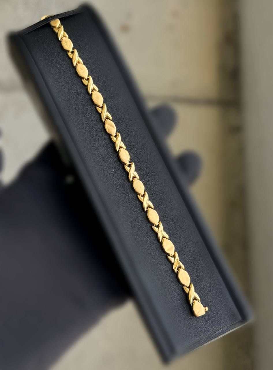 Jewelry 14k hollow yellow gold XO rhombus bracelet 8.00” 5.80mm 7.00g
