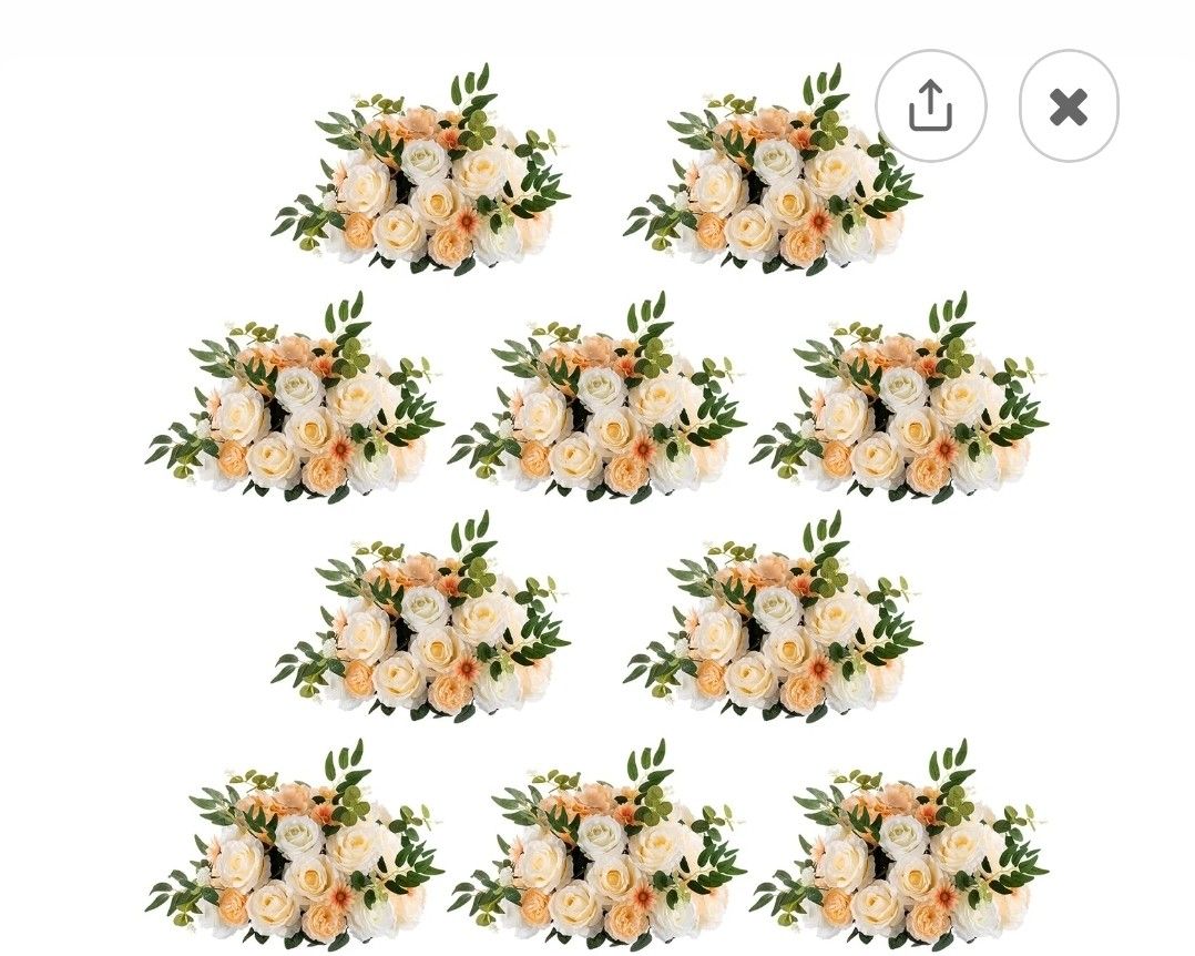 NUPTIO Flower Ball Arrangement Bouquet - 10 Pcs 16 inch Diameter White Fake Flowers Roses Balls for Centerpieces Tables - Artificial Rose Arrangements