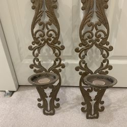 2 Metal Wall Candle Sconces 