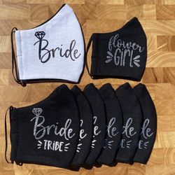 WEDDING FACE MASKS : BRIDE : TRIBE : FLOWER GIRL