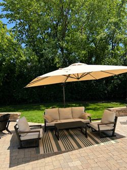 4-Piece Aluminum Outdoor Patio Furniture Set – Sofa, 2 Chairs & Coffee Table