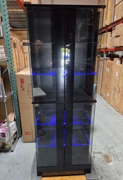 Glossy black LED display cabinet