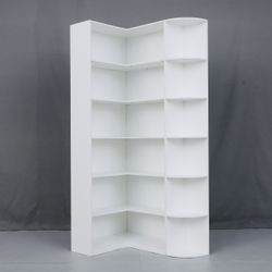 6-Tier Corner Bookshelf – White – 71” Tall – Space Saving Storage – New