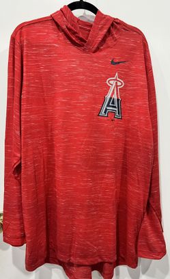 LA Angels Nike Red Dri-Fit Split Logo Hooded Top Red NKAD-62H Men’s Sz M