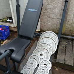 Home GYM/ Adjustabpe bench Olympic Weight plates with Olympic Barbel