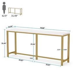 New White 70.9" Extra Long Sofa Table Narrow Long Console Table
