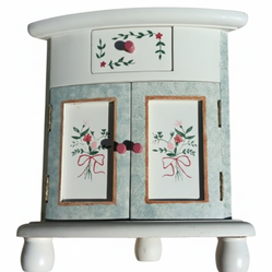 Beautiful Wooden Small Jewelry Box/ Cabinet 10 in Nice!