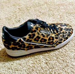 Adidas Faux Fur Leopard Continental 80 Men's 7.5 Or Women's 9 Shoes