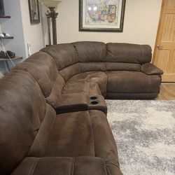 Brown Microfiber Material Sectional 