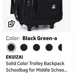 EKUIZAI Solid Color Trolley Backpack 