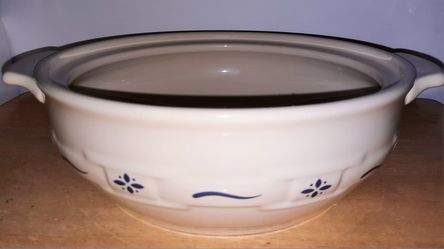 Longaberger Pottery Woven Traditions Heritage Blue 11" Casserole Dish With Handles