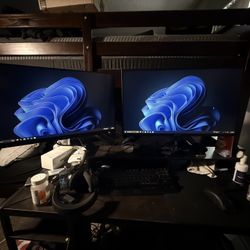 2  ASUS Monitors with Desktop Dual Stand 75hz And 240hz