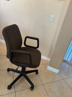 Brown Fabric Office Chair with Armrests