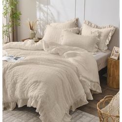 JOLLYVOGUE Beige Comforter Full Size, 3 Pieces