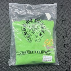 Neon green graphic chrome hearts hoodie 