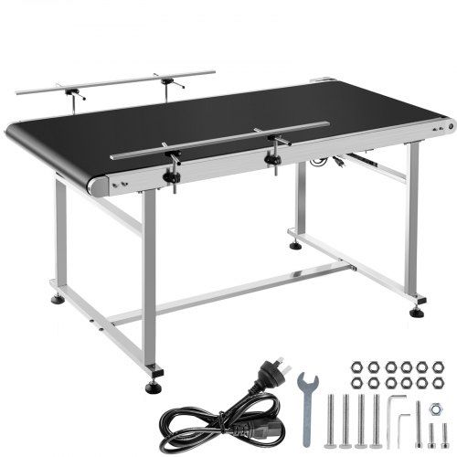 VEVOR Belt Conveyor Length 59-Inch, PVC Conveyor Belt Width 23.6-Inch, Motorized Conveyor Industrial Transport Conveyor w/ Double Guardrails Anti-stat