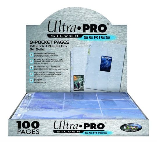 Ultra Pro 9-Pocket Silver Series Page Protector for Standard Size Cards (100ct) new selling for only $15
